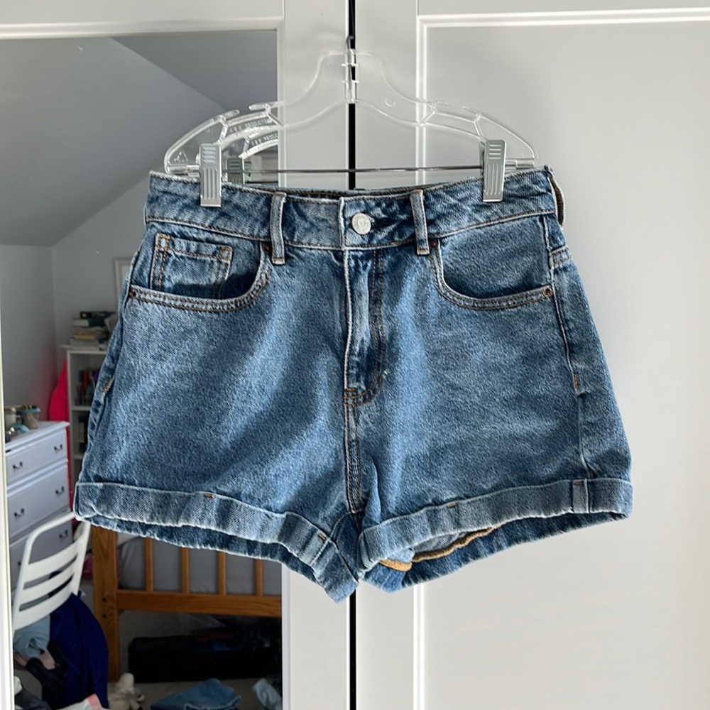 PacSun High Waisted Blue Mom Jean Shorts